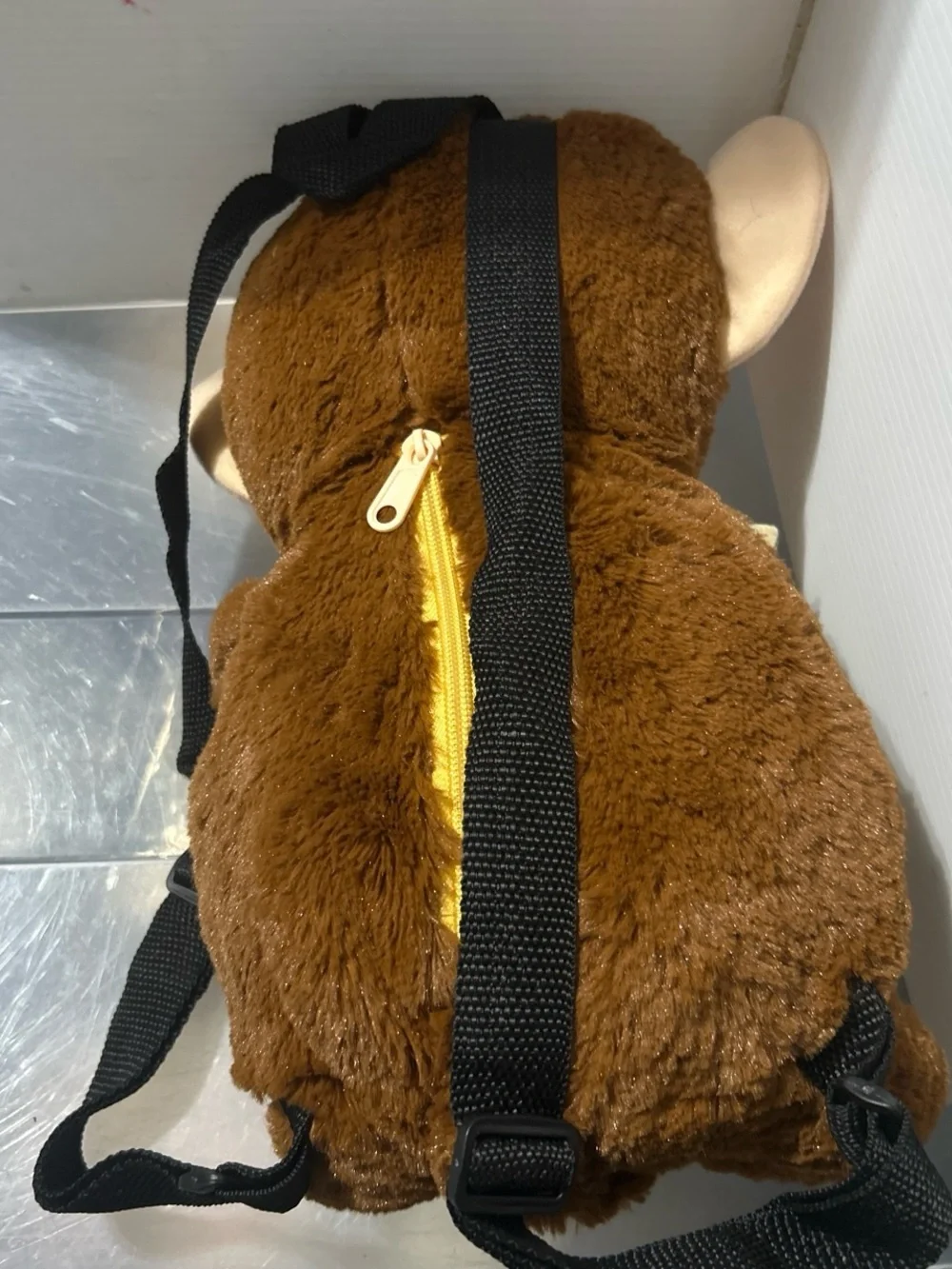 Brown Plush Monkey Backpack for Kids - Cute Banana Hugging Design